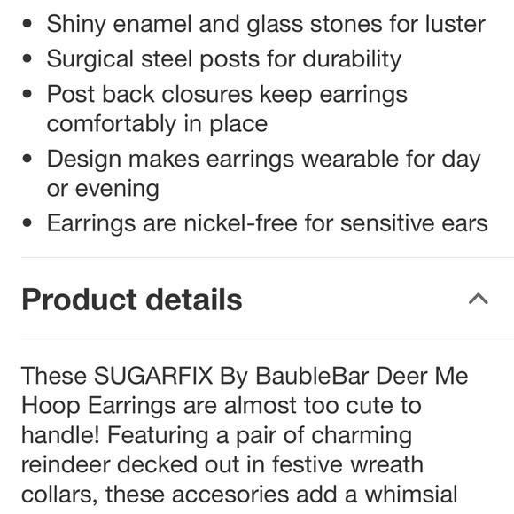 Sugarfix BaubleBar Festive Reindeer Earrings with Gold Hoops NWT - Picture 7 of 8